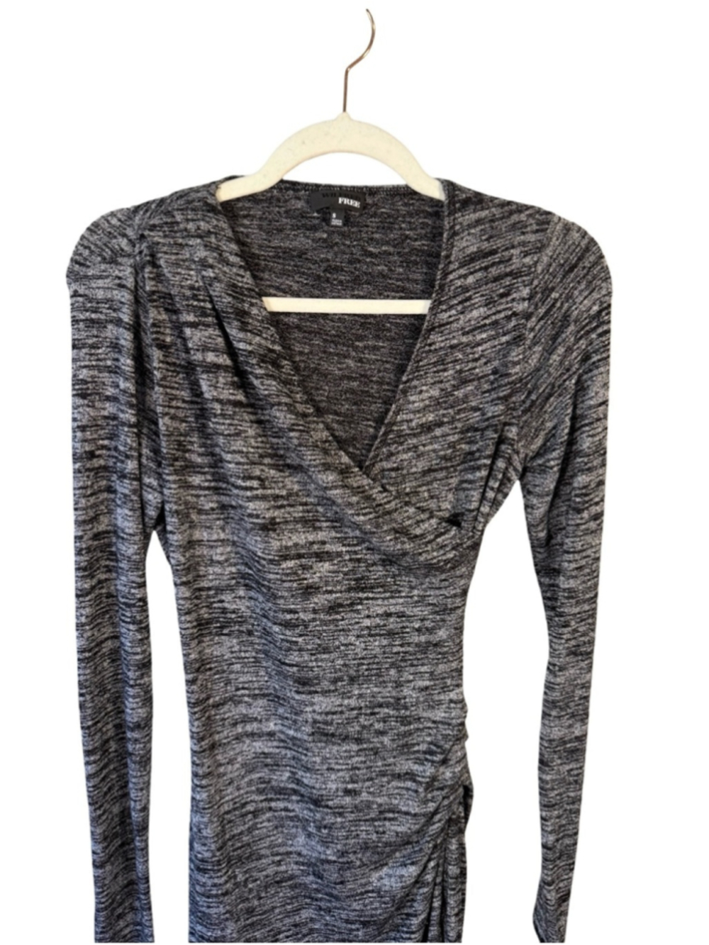 Wilfred Charcoal Marled Wrap Bodycon Dress Size S Minimalist Fall Winter - Picture 10 of 13